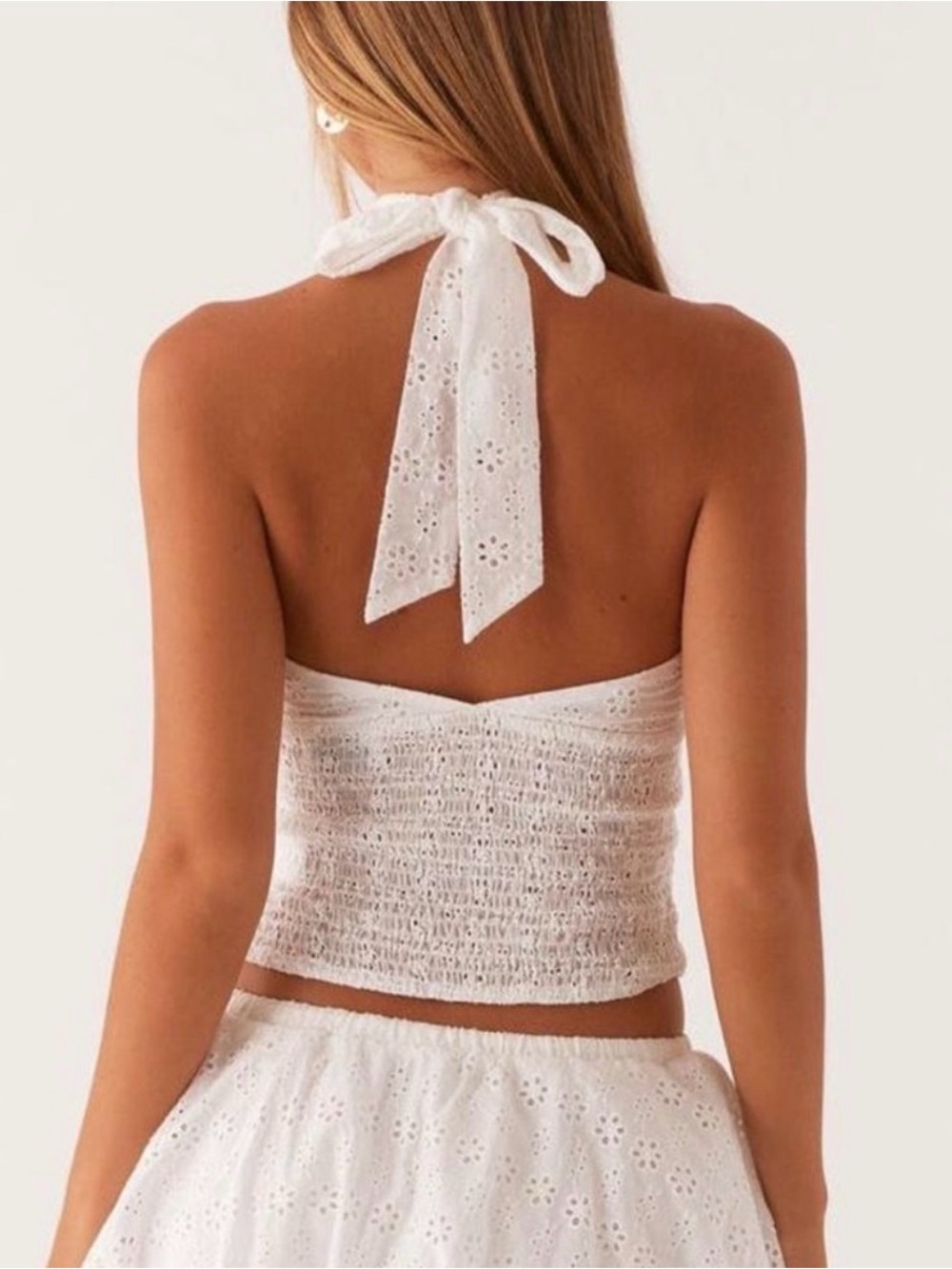 Peppermayo White Eyelet Halter Tank Top - Picture 2 of 4